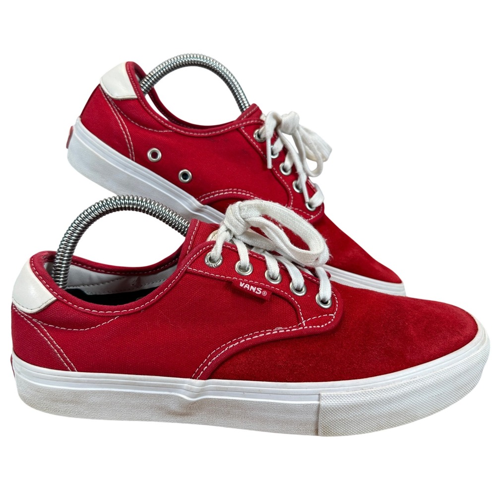 Vans Chima Ferguson Pro 2 Red Suede Canvas Skate Shoes Mens 8.5 721356
